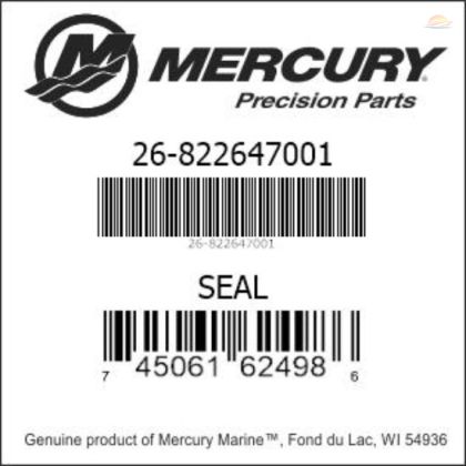 Черно уплътнение на всмукателния колектор Mercury 26-822647001
