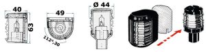 Навигационна светлина Osculati Utility 88, черна, носова 225° бяла – 11,412,03